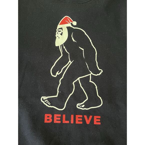 Old Navy Unisex Size Medium Bigfoot Sasquatch Santa Christmas Believe Sweater - Picture 2 of 11